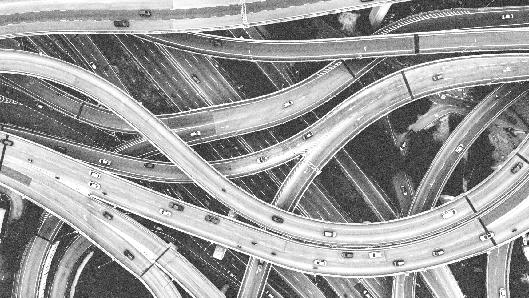 Aerial view of a multi-lane highway interchange